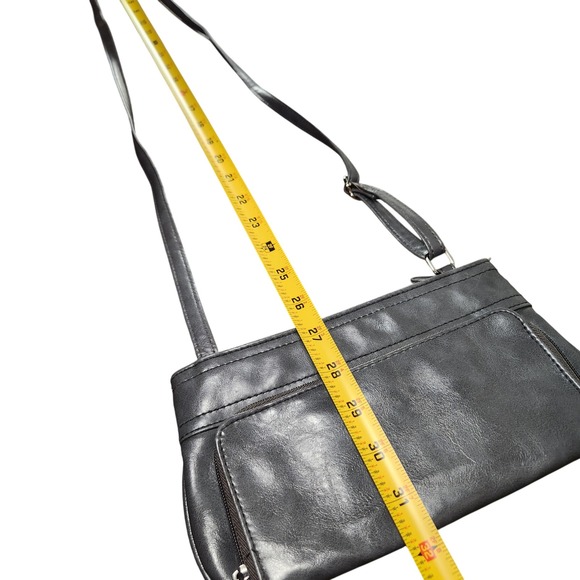 Gray Faux Leather Small Crossbody Purse Bag Multiple Pockets Travel Minimalist - Picture 9 of 12